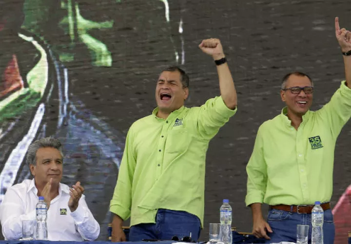 Lenin Moreno,  Rafael Correa, Jorge Glas. FOTO/EFE