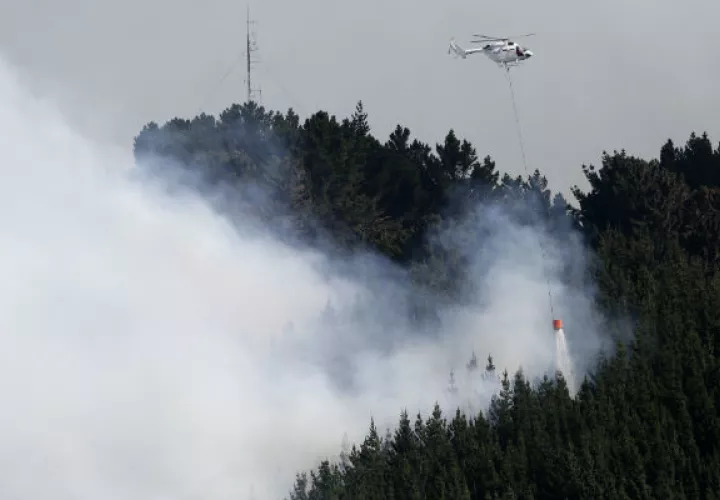 Alrededor de unos 130 bomberos, además de 14 helicópteros y tres aviones se encuentran luchando contra estos incendios.FOTO/AP 