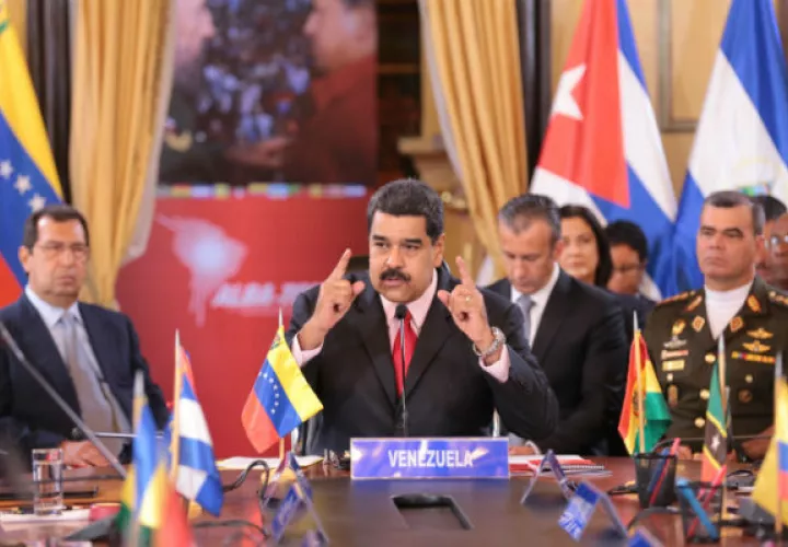 El presidente de Venezuela Nicolás Maduro durante una reunión del ALBA.