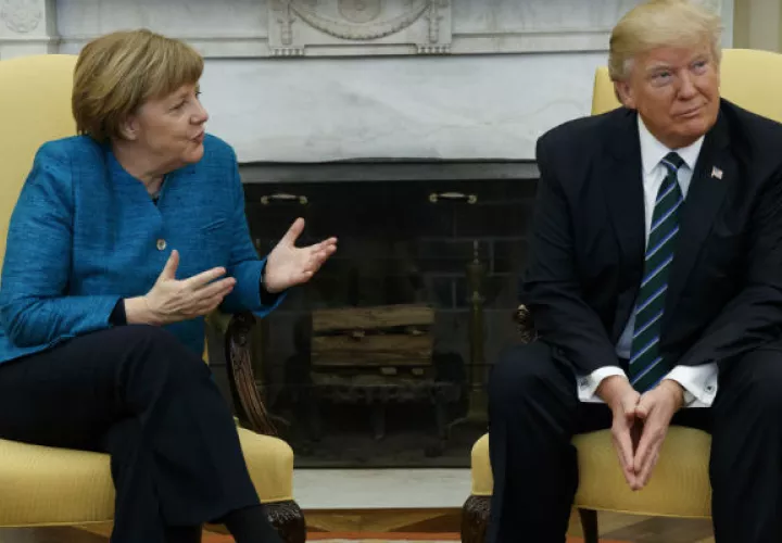 Ángela Merkel y Doanld Trump, no tuvieron mucha química. FOTO/AP