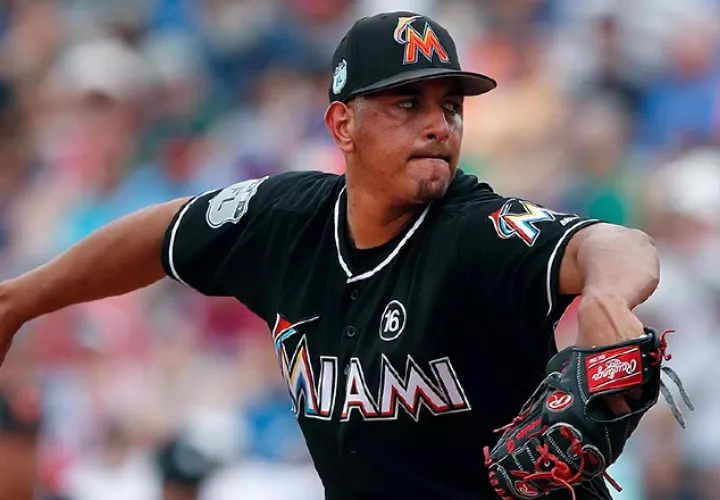 Severino González trabajó en siete partidos en el entrenamiento primaveral con los Marlins de Miami antes de ser  asignado a menores. /Foto Cortesía