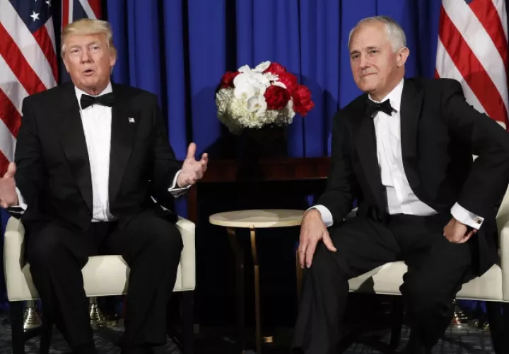 Donald Trump y el Primer Ministro australiano Malcolm Turnbull. AP