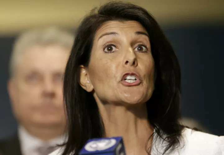 Embajadora de Estados Unidos ante la ONU, Nikki Haley.