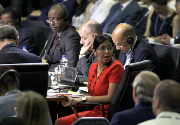 La canciller venezolano Delcy Rodríguez en su última participación en la OEA. FOTO/AP