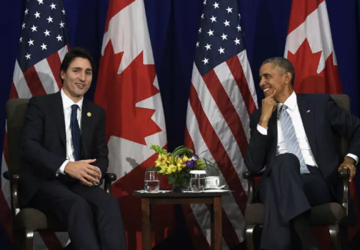 El primer ministro canadiense Justin Trudeau y Barack Obama. FOTO/AP