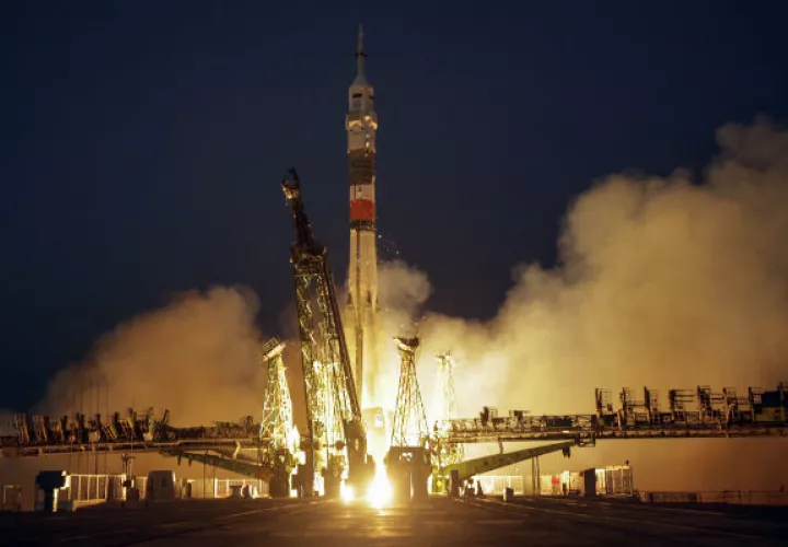 Lanzamiento del Soyuz MS-05 en Kazakhstan. Foto: AP.