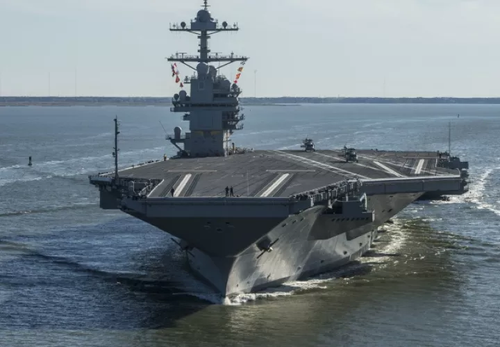 Vista del portaviones USS Gerald R. Ford de la marina de los Estados Unidos en travesía por el mar.  Ilustrativa/Archivo