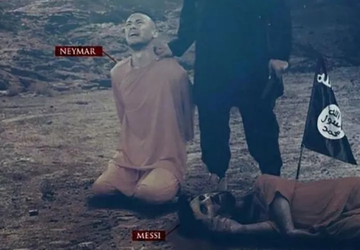 Es la segunda imagen en la que se amenaza a Messi en esta semana, esta última con Neymar. /Foto @siteintelgroup