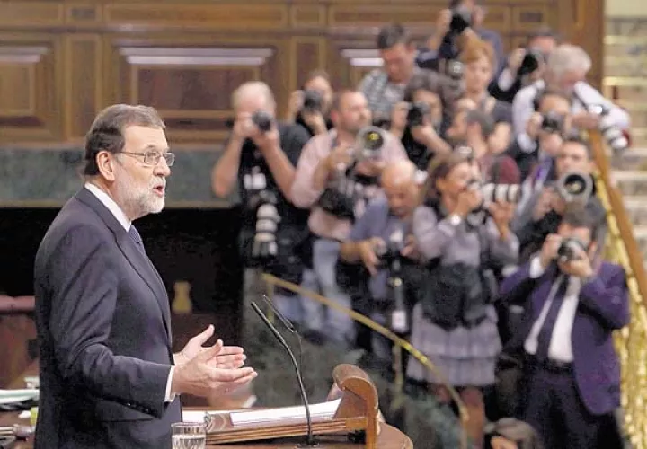 El presidente del Gobierno español, Mariano Rajoy, durante su disertación ante el pleno del Congreso. /Foto EFE