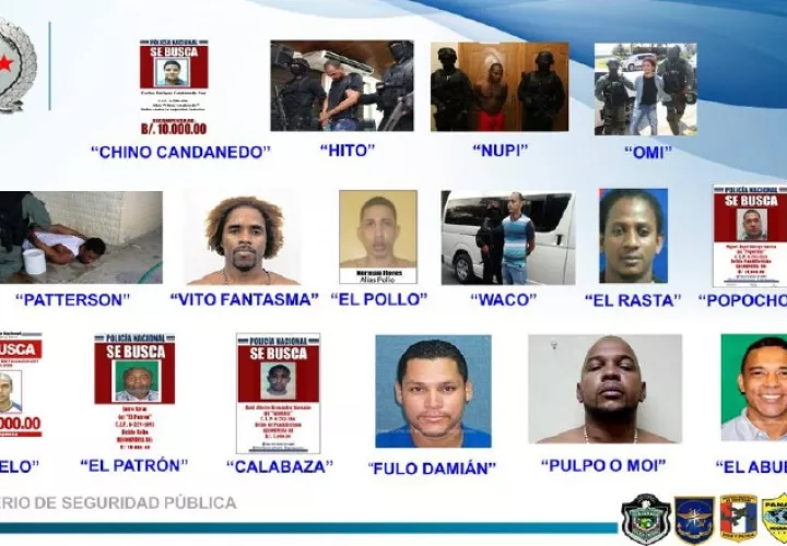 El Ministerio de Seguridad mostró cifras de las últimas capturas que se han dado y de los pandilleros más buscados. Cortesía