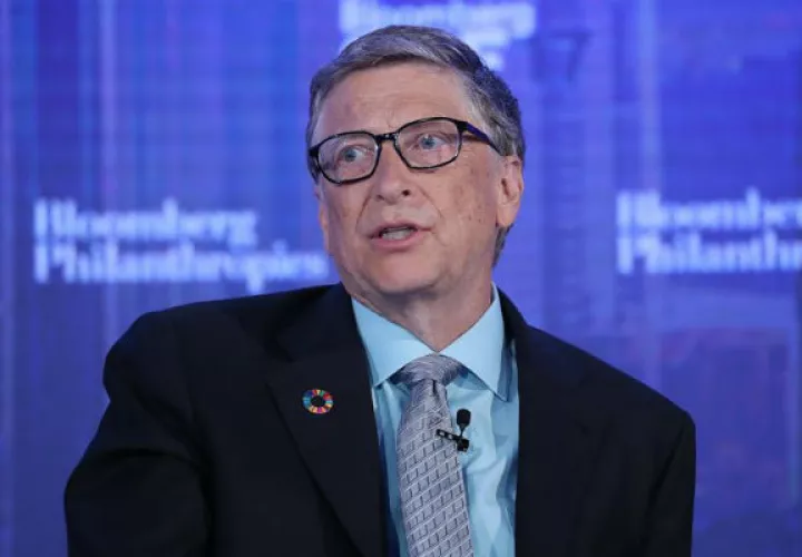 El cofundador de Microsoft Bill Gates participa en un debate durante el Foro Financiero Global de Bloomberg. 