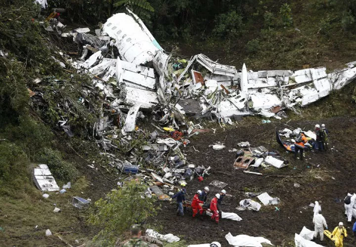 Así quedó el avión. Foto AP