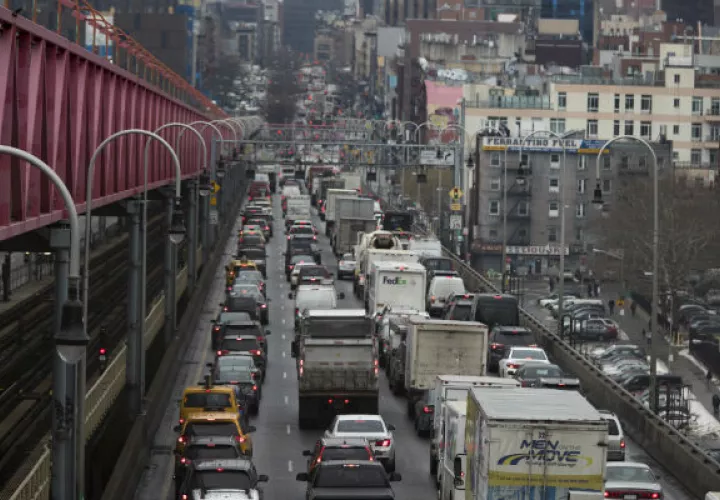 Embotellamiento en la ciudad de Manhattan. FOTO/AP