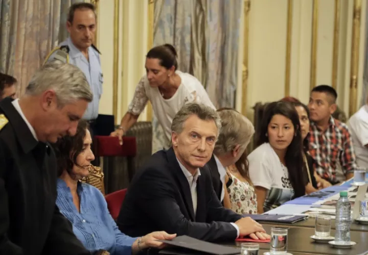 El presidente Mauricio Macri en una reunión sobre la situación del submarino ARA San Juan. AP