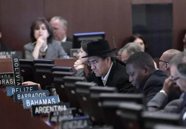 Vista de la reunión de ayer sobre Venezuela en la sede de la OEA. EFE
