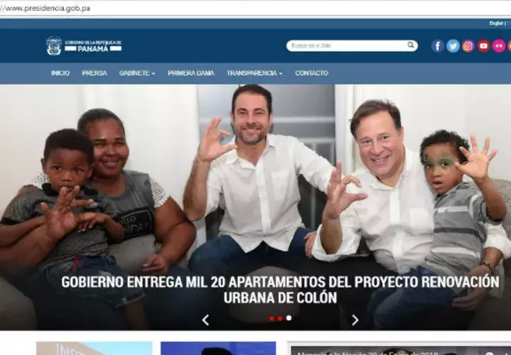 El portal del gobierno se acomodó después de las 5:00 de la tarde / Print de pantalla de presidencia.gob.pa