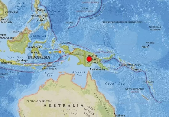 El sismo de 7.5 grados de magnitud se registró a una profundidad de 35 kilómetros y con epicentro a unos 90 kilómetros al sur de Porgera, en la provincia de Enga.