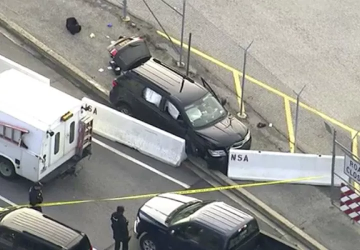 Imágenes del incidente ocurrido en las instalaciones de la NSA. FOTO/AP