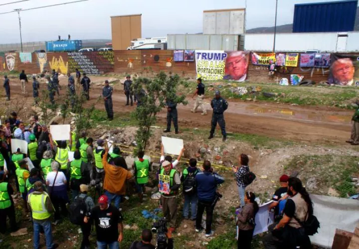 Protesta en el área fronteriza. EFE