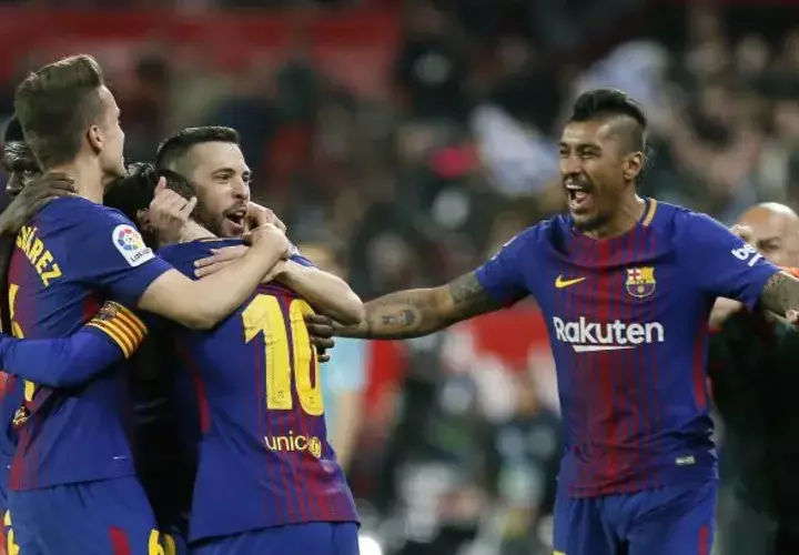 Celebración de los jugadores del Barcelona Foto EFE