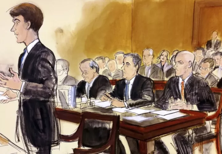 Audiencia en la que compareció Michael Cohen, abogado de Donald Trump. AP