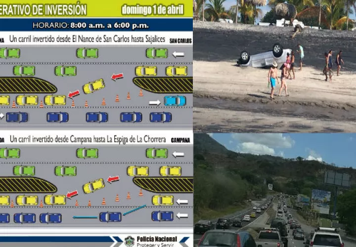 La inversión de carriles inició a las 8:00 a.m. de este domingo.