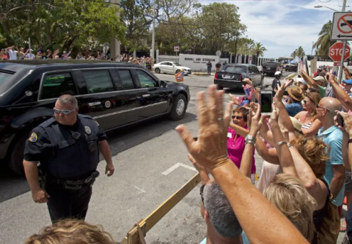 Dispositivo de seguridad durante la visita de Donald Trump a los Cayos de Florida. FOTO/EFE
