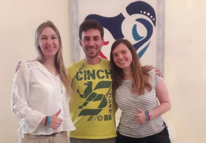 Voluntarios de Polonia, Brasil y Alemania. Cortesía