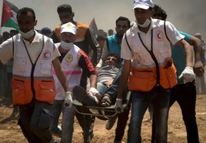 Un manifestante palestino herido. Foto: EFE 