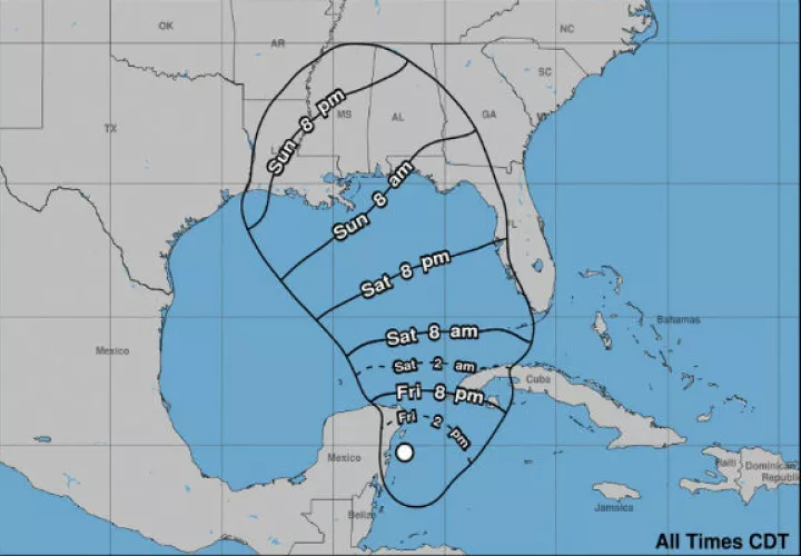 Mapa que indica la trayectoria de la tormenta subtropical Alberto. FOTO/EFE