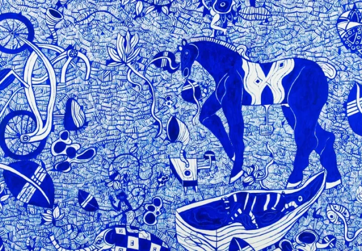"Sentimiento azul". Arte pictórico del panameño Braulio Matos. Cortesía