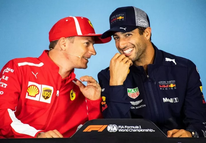El piloto finlandés  Kimi Raikkonen y el australiano Daniel Ricciardo. Foto EFE