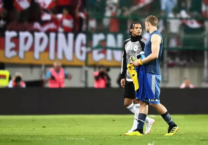 Leroy Sané y Manuel Neuer, en el amistoso de Alemania ante Austria. Foto EFE 