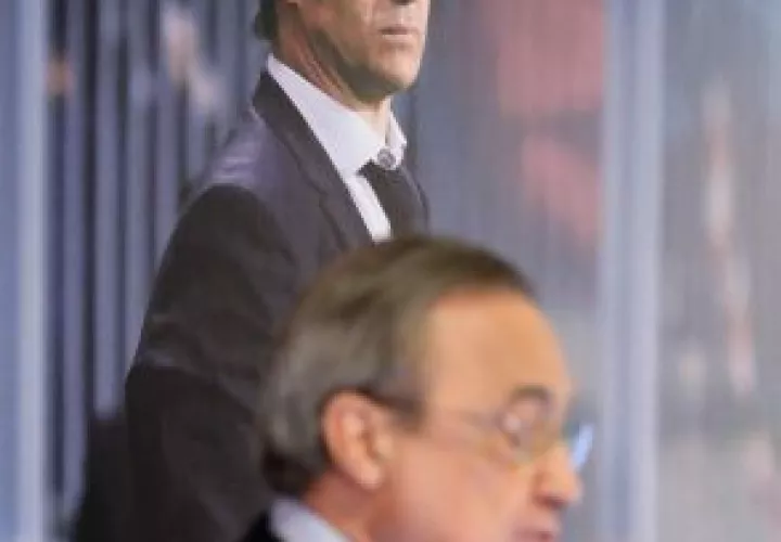 Pérez interviene en la presentación oficial de Lopetegui / EFE