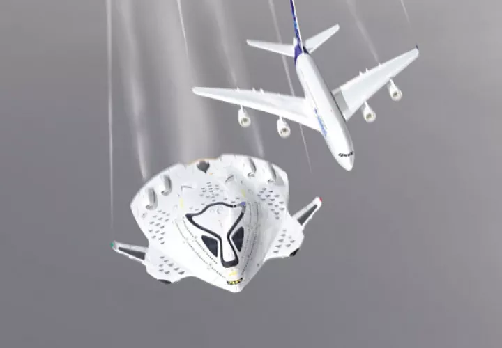  Comparación de la aeronave con un avión de pasajeros.