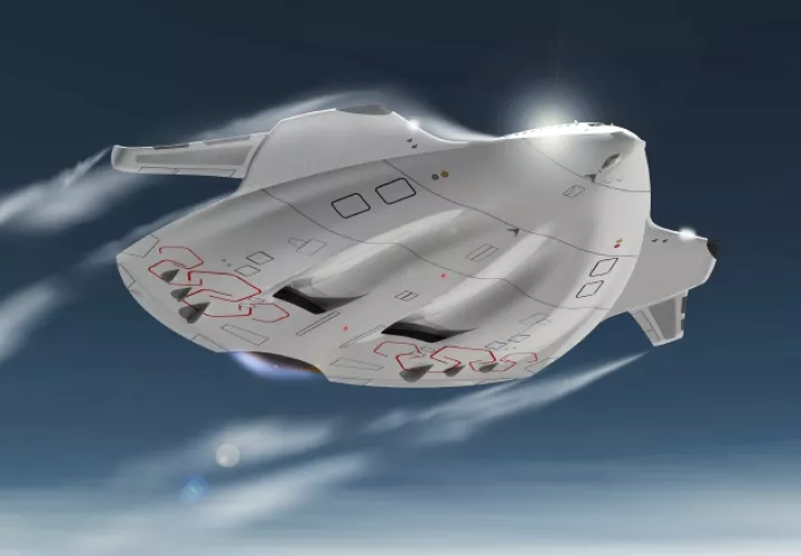 El avión conceptual HSP Magnavem, ideado por el diseñador industrial Oscar Viñals. /Fotos: EFE