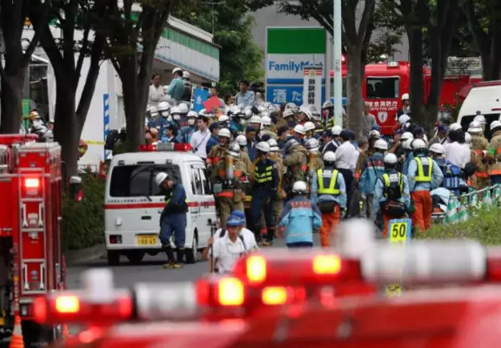 Bomberos japoneses trabajan en la extinción del incendio. Foto: EFE 