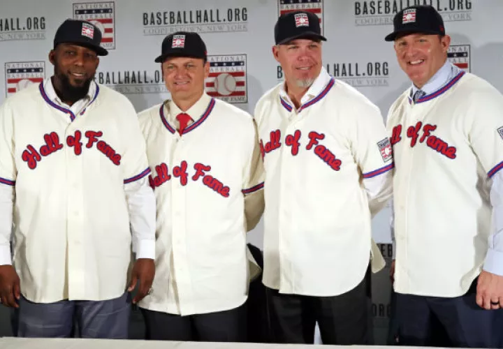 Vladimir Guerrero, Trevor Hoffman, Chipper Jones y Jim Thome. Foto:AP