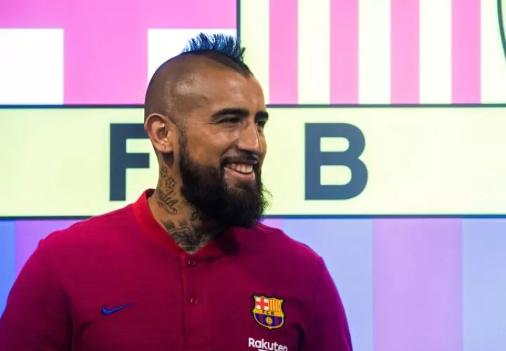 Arturo Vidal durante su presentación. Foto EFE