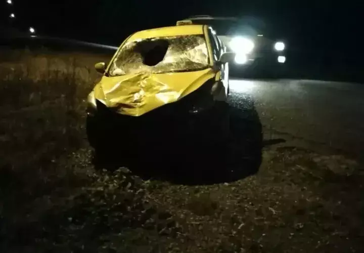 Taxi presuntamente involucrado en el atropello de un ciudadano de 62 años en Chiriquí. Foto/José Vásques