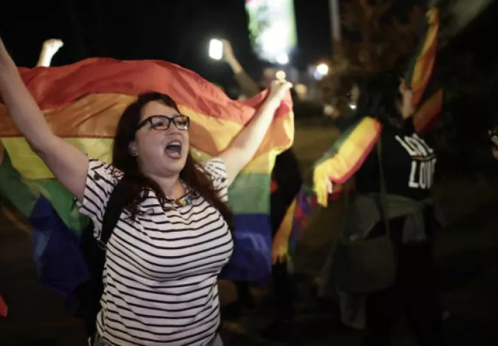 Cientos de personas a favor de los derechos de la comunidad LGBTI, celebran en las calles. Foto: EFE 