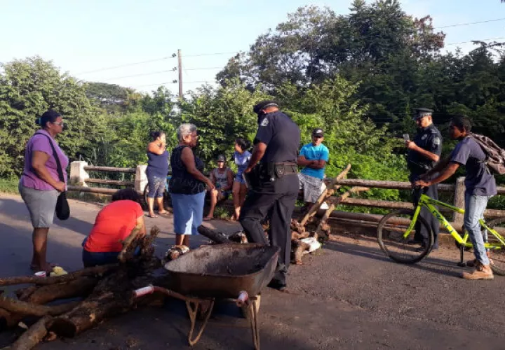 Los lugareños colocaron troncos y ramas de árboles para cerrar la vía. Fotos: Thays Domínguez. 