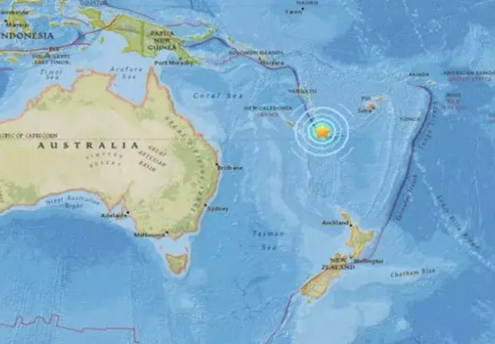 Mapa en el que se señala el epicentro del terremoto. 
