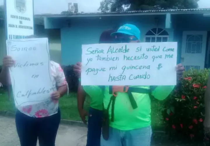 Funcionarios de la Junta Comunal Juan Demóstenes Arosemena, protestaron el pasado 28 de julio.