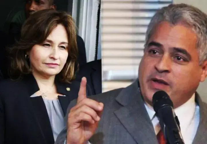Procuradora Kenia Porcell y magistrado presidente, Hernán De León. 