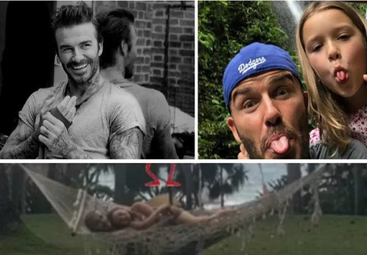 Beckham de vacaciones con su familia.
