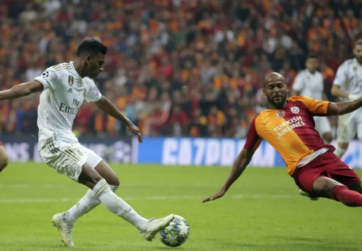Rodrygo durante el partido por la Champions entre el Real Madrid y el Galatasaray. Foto AP