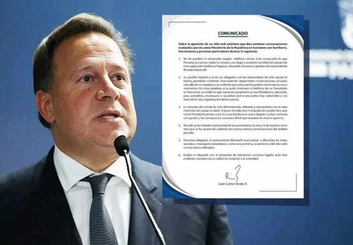 Juan Carlos Varela dijo que recurrirá a acciones legales tras la publicación de esas conversaciones que consideró "privadas". Ilustración: Adiel Bonilla.