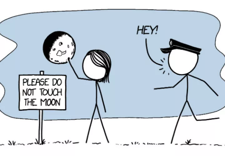 Tocar piedras lunares es una cosa; quitarse un guante y exponerte al vacío del espacio es otra. Foto ilustrativa/ Randall Munroe.