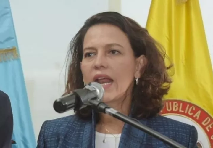 La ministra del Interior, Nancy Patricia Gutiérrez, se reunión con la prensa extranjera.